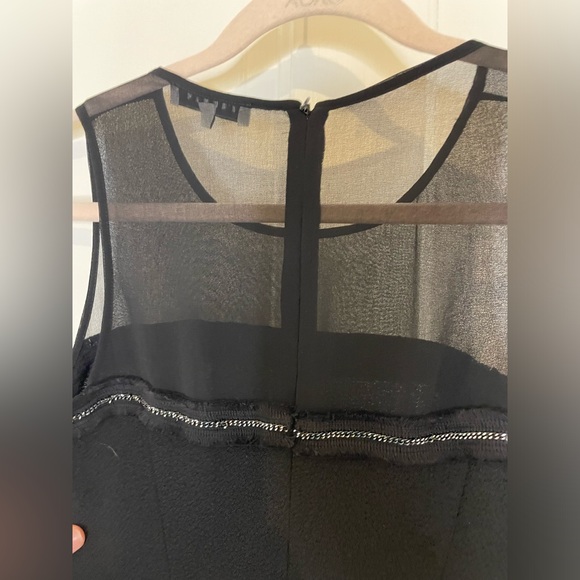 Sandro Paris Rapprochement Mesh and Chain Detail Textured Frayed Trim Mini Dress - Picture 11 of 12